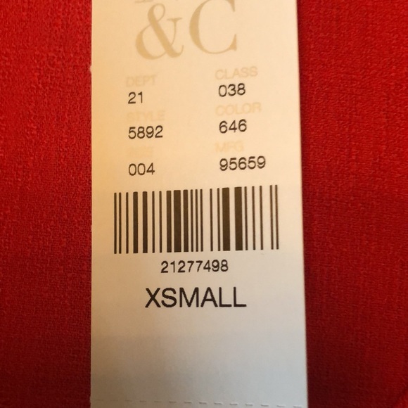 New York & Co Red Blouse with black lined - Picture 6 of 9